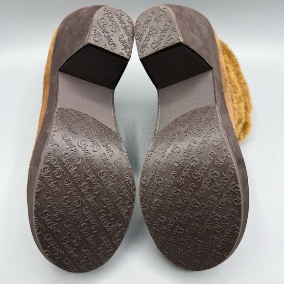 Skechers Leather Boots Womens Faux Fur Platform Ankle Bootie Brown Size 8.5 - Picture 10 of 11